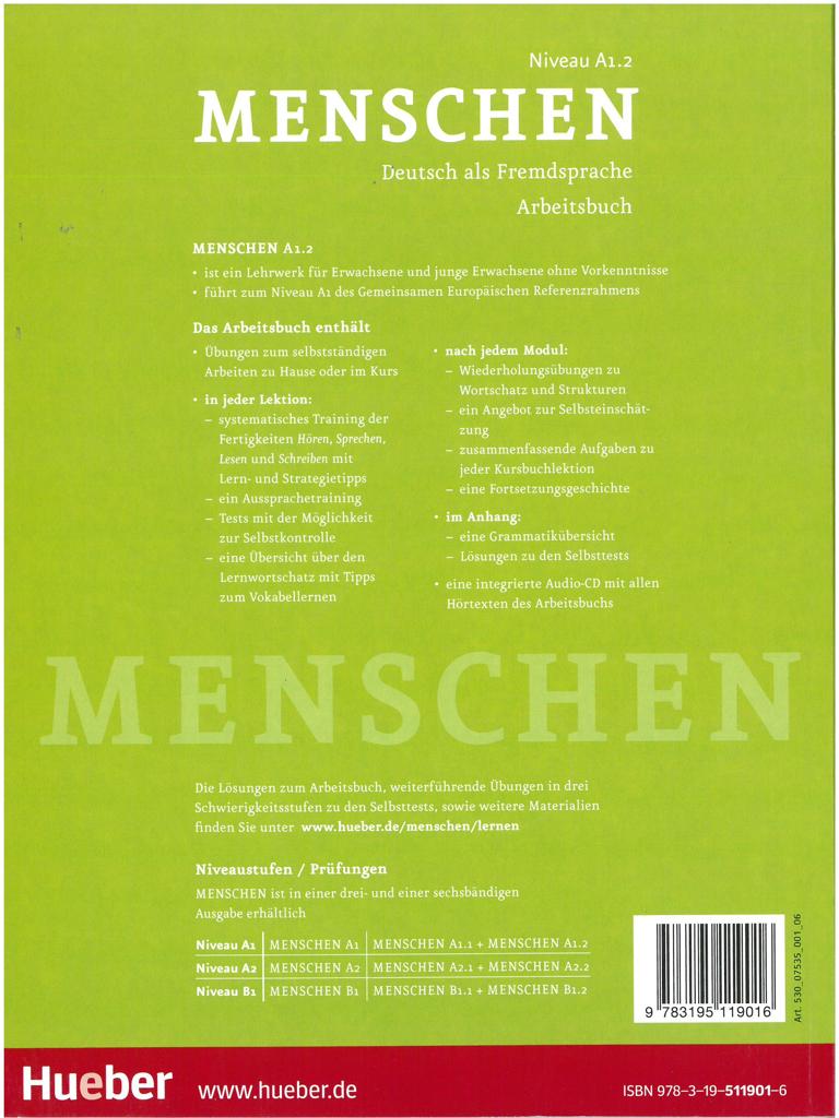 MENSCHEN A1/2 ARBEITSBUCH