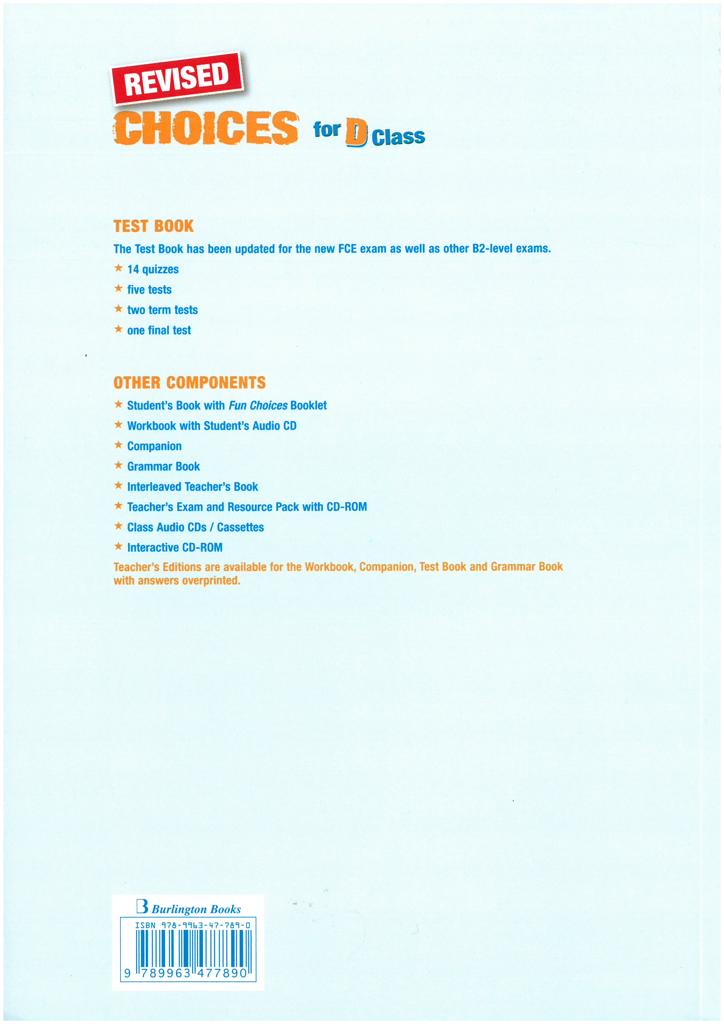 CHOICES D CLASS TEST BOOK REVISED