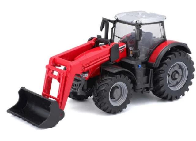 BBURAGO 10cm FARM TRACTOR W/FRONT MASSEY FERGUSON 8740S WITH BUCKET