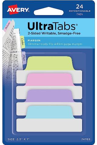 ΣΕΛΙΔΟΔΕΙΚΤΕΣ ULTRA TABS PASTEL 63X25MM 24TEM ΚΑΡΤΕΛΑ 74769 AVERY