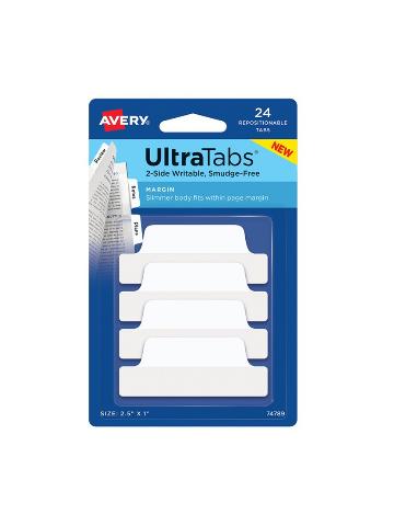 ΑΥΤΟΚΟΛΛΗΤΟΙ ΣΕΛΙΔΟΔΕΙΚΤΕΣ ULTRA TABS WHITE 63X25MM 24TEM ΚΑΡΤΕΛΑ 74789 AVERY