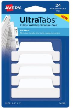 ΑΥΤΟΚΟΛΛΗΤΟΙ ΣΕΛΙΔΟΔΕΙΚΤΕΣ ULTRA TABS WHITE 63X25MM 24TEM ΚΑΡΤΕΛΑ 74789 AVERY