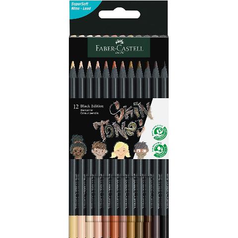 ΞΥΛΟΜΠΟΓΙΕΣ 12 ΧΡΩΜΑΤΩΝ FABER CASTELL BLACK EDITION ΑΠΟΧΡΩΣΕΙΣ ΔΕΡΜΑΤΟΣ 116414
