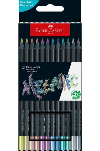 ΞΥΛΟΜΠΟΓΙΕΣ 12 ΧΡΩΜΑΤΩΝ FABER CASTELL BLACK EDITION ΑΠΟΧΡΩΣΕΙΣ ΜΕΤΑΛΛΙΚΕΣ