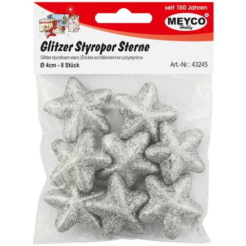 ΦΕΛΙΖΟΝ ΑΣΤΕΡΙΑ GLITTER ΑΣΗΜΙ 40MM 8TEM XMAS