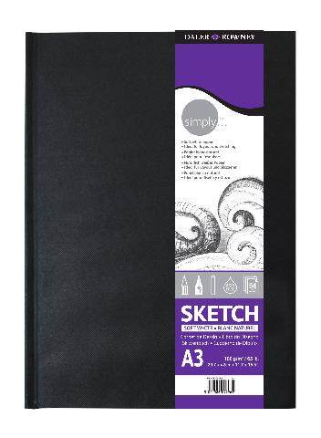 SKETCHBOOK A3 54Φ SIMPLY HARDBOARD BK