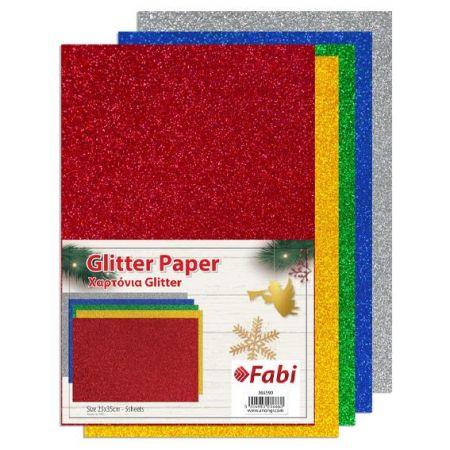 ΧΑΡΤΟΝΙ GLITTER 25X35CM +EFO 5 ΧΡΩΜΑΤΑ