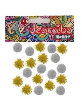 POMPONS GLITTER 25MM 20ΤΕΜ ΧΡΥΣΟ-ΑΣΗΜΙ DESCRIBO
