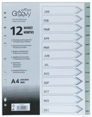 ΔΙΑΧΩΡΙΣΤΙΚΑ ΜΗΝΩΝ 1-12 ΠΛΑΣΤΙΚΑ JANUARY-DECEMBER GROOVY