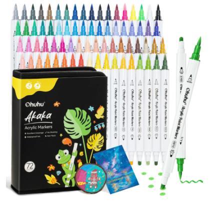 ΣΕΤ 72 ΧΡΩΜΑΤΩΝ OHUHU ACRYLIC MARKER COTTON CORE ΑΚΡΥΛΙΚΟΙ KALALAU FINE & DOT