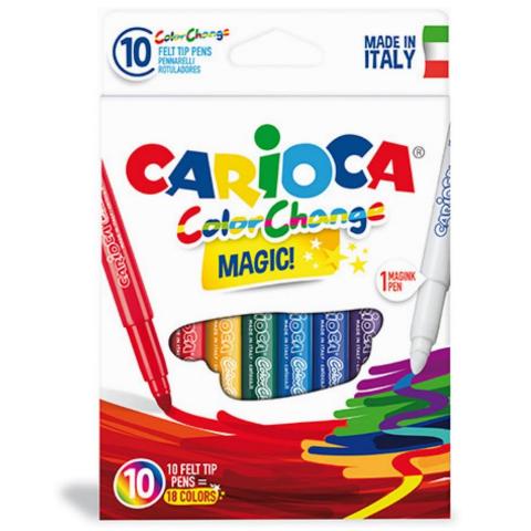 ΜΑΡΚΑΔΟΡΟΙ ΜΑΓΙΚΟΙ 10 ΧΡΩΜΑΤΩΝ CARIOCA MAGIC WHITE COLOR CHANGE ΛΕΥΚΟΥ ΠΟΥ ΑΛΛΑΖΕΙ ΧΡΩΜΑ