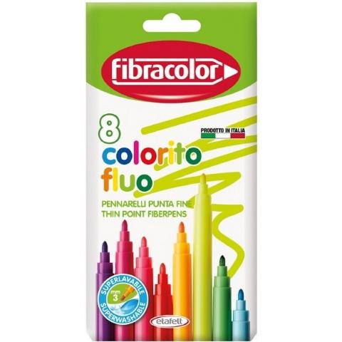 ΜΑΡΚΑΔΟΡΟΙ FLUO 8 ΧΡΩΜΑΤΩΝ FIBRACOLOR FLUO