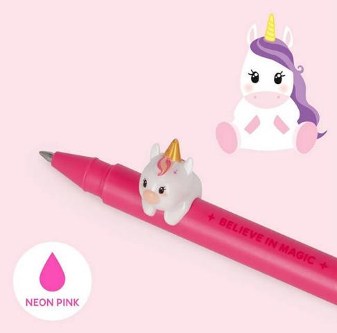 LEGAMI LOVELY FRIENDS - GEL PEN WITH ANIMAL DECORATION - UNICORN - 0,5 MM - NEON PINK INK