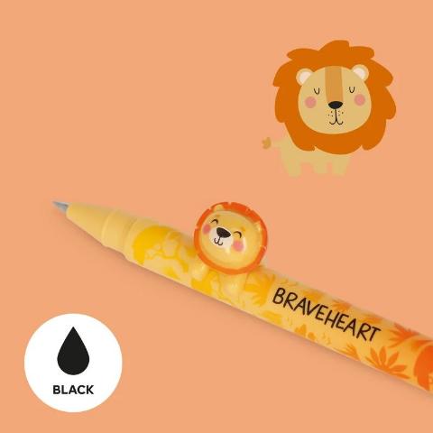 LEGAMI LOVELY FRIENDS - GEL PEN WITH ANIMAL DECORATION - LION - 0,5 MM - BLACK INK