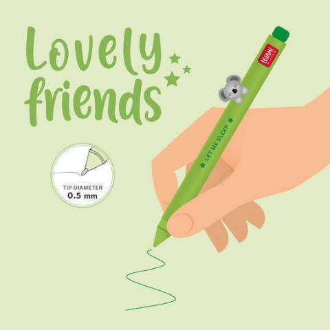 LEGAMI LOVELY FRIENDS - GEL PEN WITH ANIMAL DECORATION - KOALA - 0,5 MM - GREEN INK