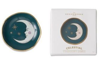 DESIGNWORKS CTD-1003EU CELESTIAL CERAMIC TRINKET DISH - TEAL MOON